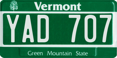 VT license plate YAD707