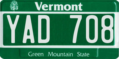 VT license plate YAD708