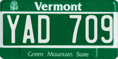 VT license plate YAD709