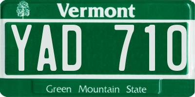 VT license plate YAD710