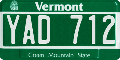 VT license plate YAD712
