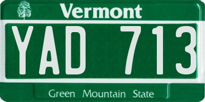 VT license plate YAD713
