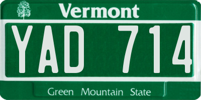 VT license plate YAD714