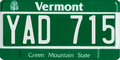 VT license plate YAD715
