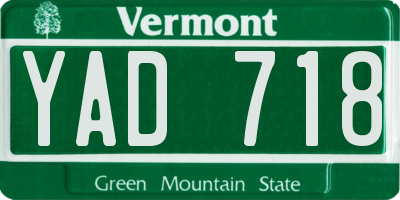 VT license plate YAD718