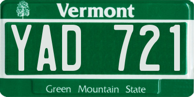 VT license plate YAD721