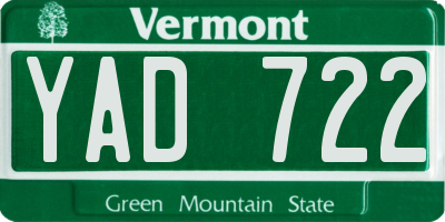 VT license plate YAD722