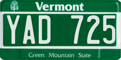 VT license plate YAD725