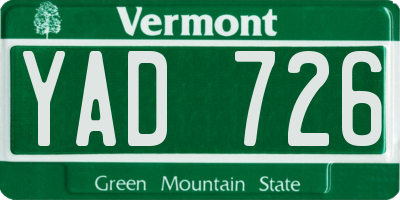 VT license plate YAD726
