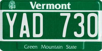 VT license plate YAD730