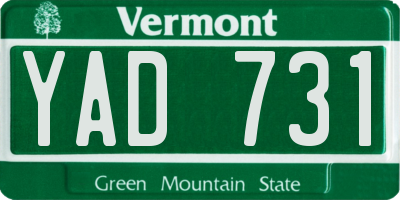 VT license plate YAD731