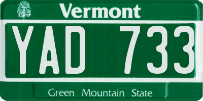 VT license plate YAD733
