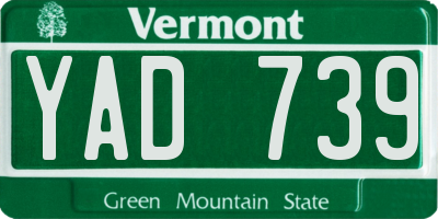 VT license plate YAD739