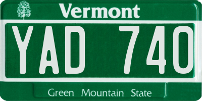 VT license plate YAD740