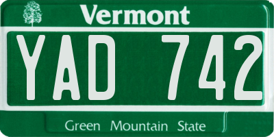 VT license plate YAD742