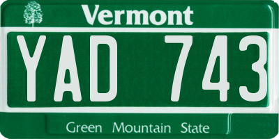 VT license plate YAD743