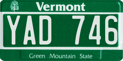 VT license plate YAD746