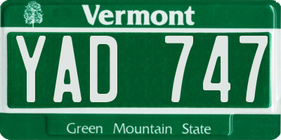 VT license plate YAD747