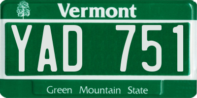 VT license plate YAD751