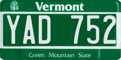 VT license plate YAD752