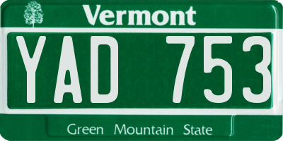 VT license plate YAD753