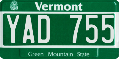 VT license plate YAD755