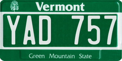 VT license plate YAD757