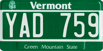 VT license plate YAD759