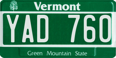 VT license plate YAD760