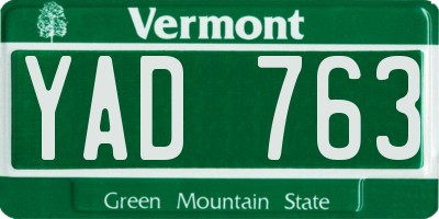 VT license plate YAD763