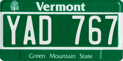VT license plate YAD767