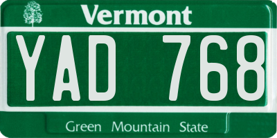 VT license plate YAD768