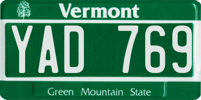 VT license plate YAD769