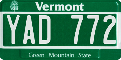 VT license plate YAD772