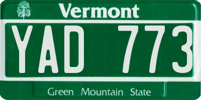 VT license plate YAD773