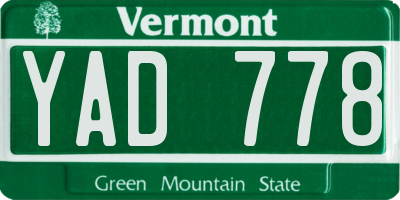 VT license plate YAD778