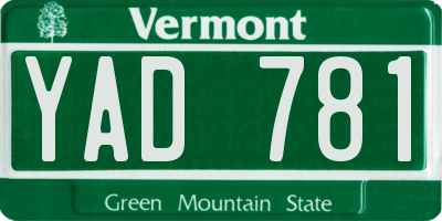 VT license plate YAD781