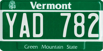 VT license plate YAD782
