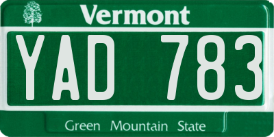 VT license plate YAD783