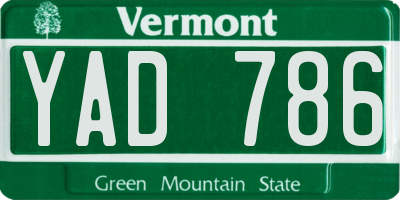 VT license plate YAD786
