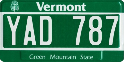 VT license plate YAD787