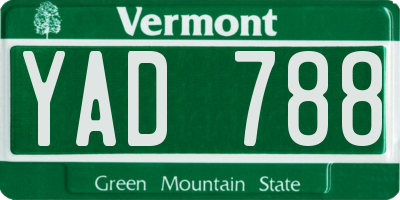 VT license plate YAD788