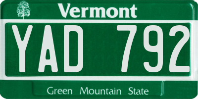 VT license plate YAD792