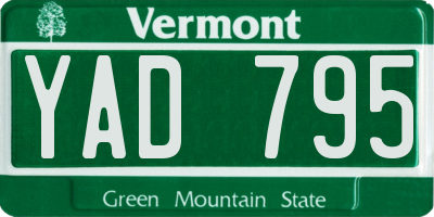 VT license plate YAD795