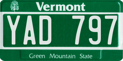 VT license plate YAD797