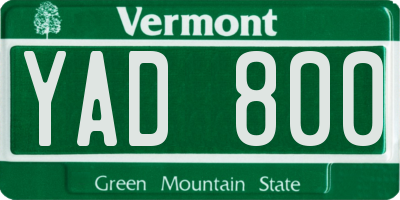 VT license plate YAD800