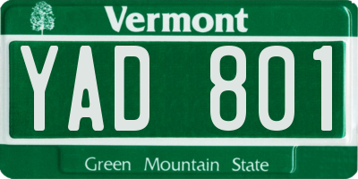 VT license plate YAD801