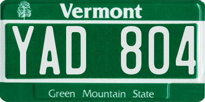 VT license plate YAD804