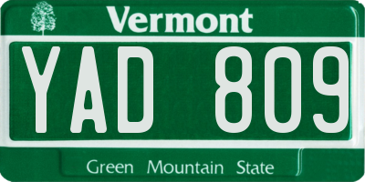 VT license plate YAD809
