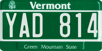 VT license plate YAD814